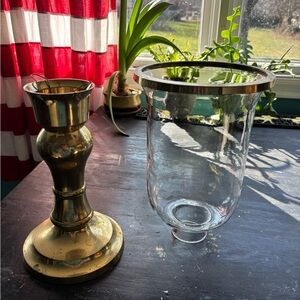 vintage big brass candle holder candlestick with sconce